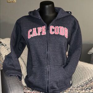 Cuffy's Cape Cod Kids Zip Up Hoodie Size L (14-16) Color, Navy, pink details